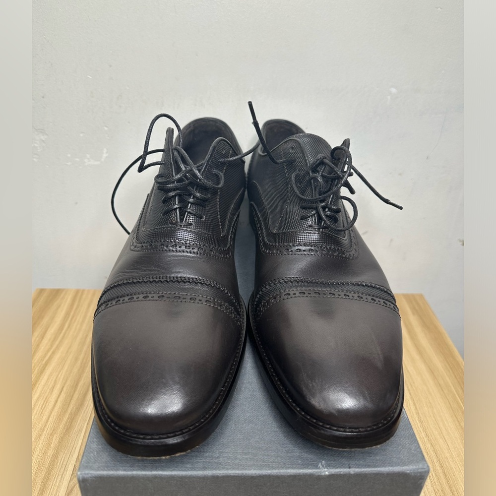 John Varvatos Men's Leather Fleetwood Double Bal Oxfords 11 1/2 Espresso